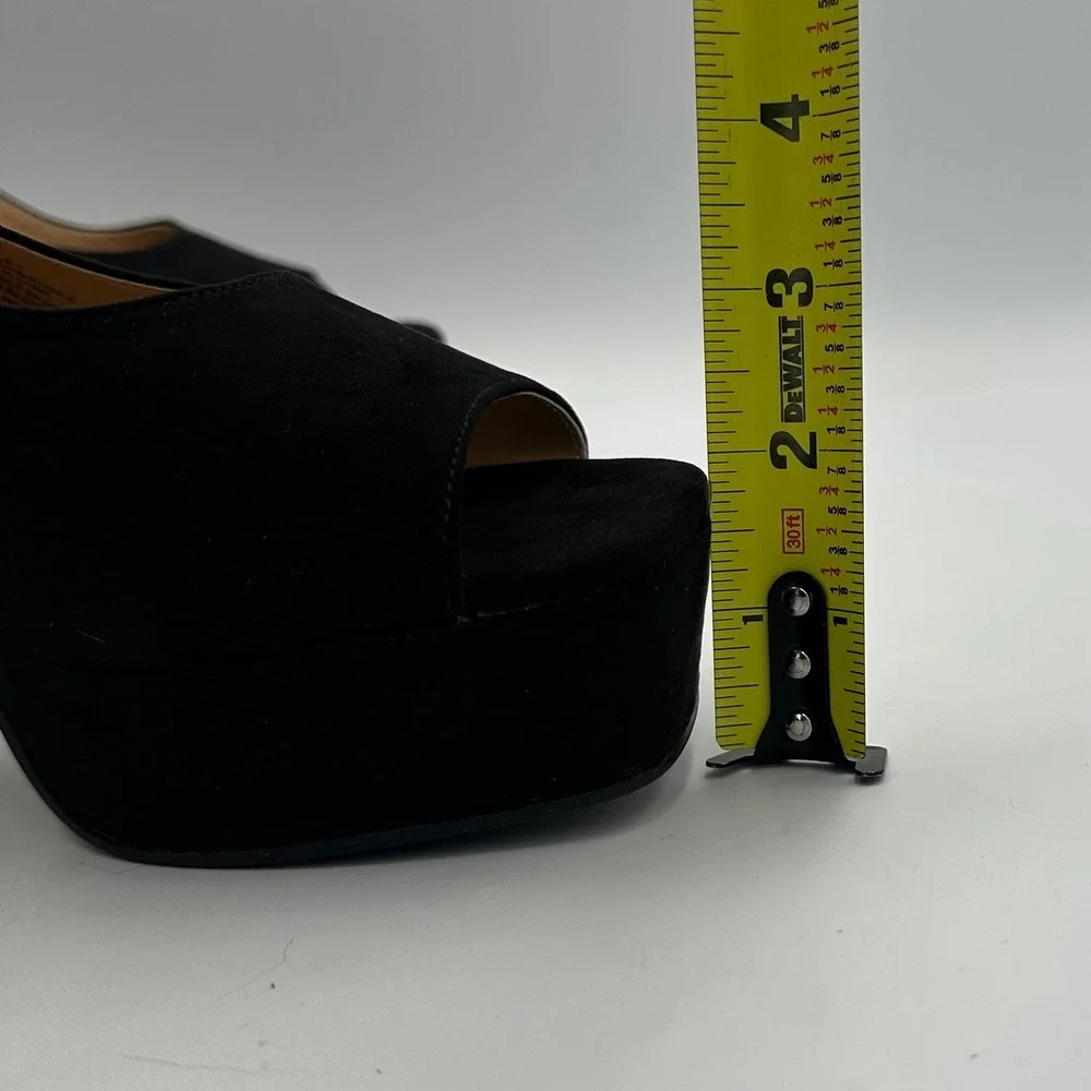 JustFab Hadley Black Platform Block Heeled Sandals Sz 8 NIB Bratz Style Peep Toe